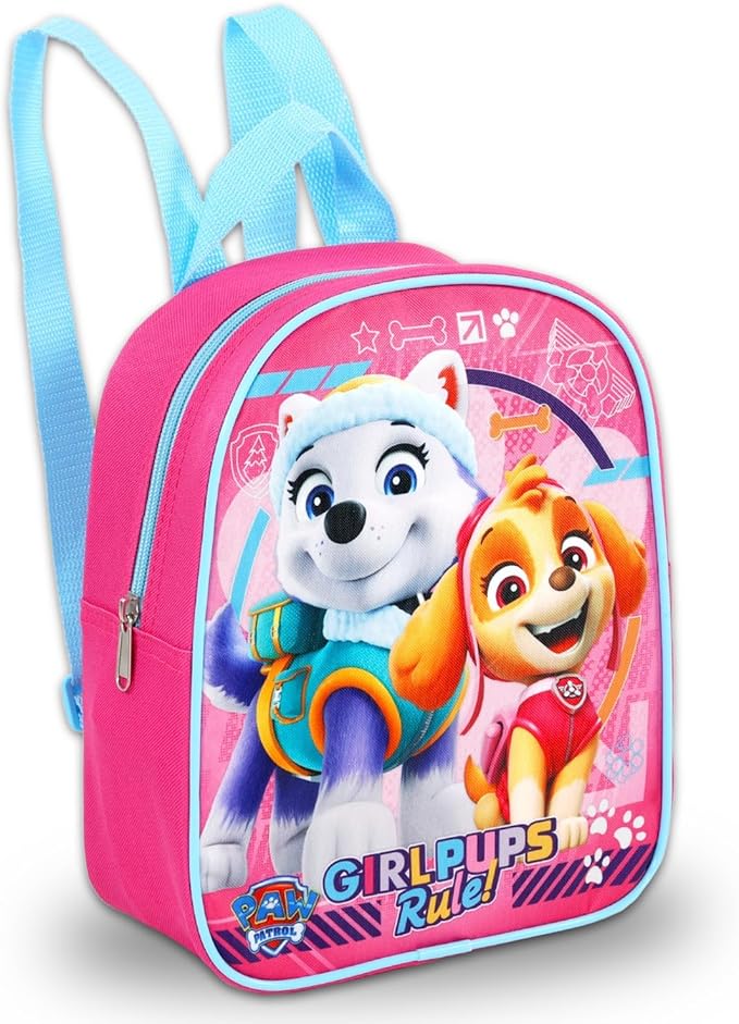 Paw Patrol Mini Backpack for Girls - Bundle with 10" Small Backpack Featuring Skye and Everest Plus Stickers, Water Bottle, More | Paw Patrol Travel Bag Set for Kids