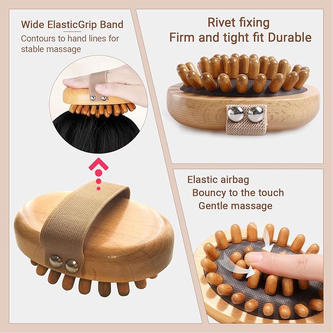Meridian Pressure Brush, Wood Therapy Massage Tools, Wood Therapy Massage Tools for Belly Fat, Meridian Trigger Point Massager Wooden Massage Brush for Body Shaping, Muscle Pain Relief (2PCS)