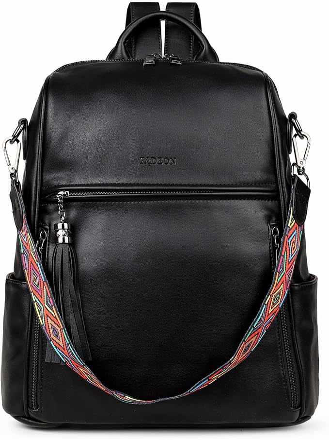 FADEON Leather Backpack Purse for Women Designer Travel Backpack Purses PU Fashion Ladies Shoulder Bag with Tassel