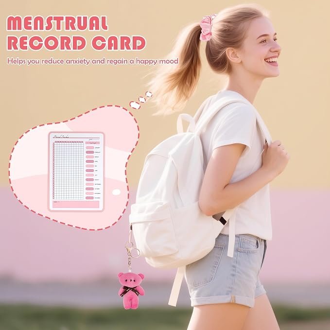 Likesing First Period Kit for Girls, 5.3" Checkered Tampon Holder for Purse, Menstrual Starter Tampon Bag Pad Pouch, Emergency Sanitary Napkin Storage Bag Teen Period Kit Gifts for Tweens