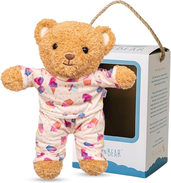 Zip N' Bear Soft Plush Teddy Bear Stuffed Animal with Cup Cake Pajamas - Zippy The Bear Cute Cuddly Plush Toy, Perfect Sensory Teddy for Kids, Toddlers - Adorable Gift & Bedtime Companion
