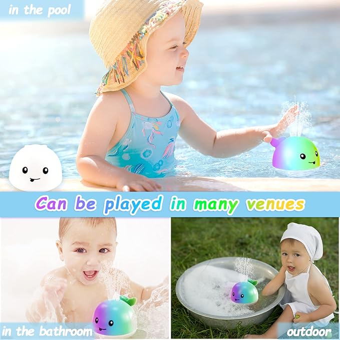 ZHENDUO Baby Bath Toys, Light Up Bath Toys, Sprinkler Bathtub Toys for Toddlers Infant Kids Boys, Automatic Spray Water Bath Toy, Pool Bathroom Baby Toy