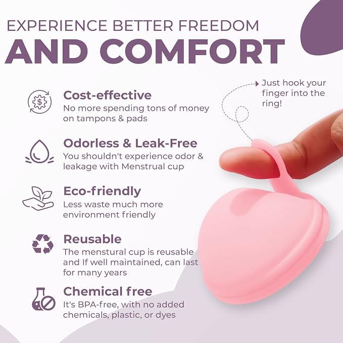 Reusable Menstrual Disc (2 Pack) - Soft Medical Grade Silicone Period Disc for Light & Heavy Flow, Leakproof 12-Hour Protection, Easy Removal, Menstrual Cup, Tampon & Pad Alternative, Two Sizes