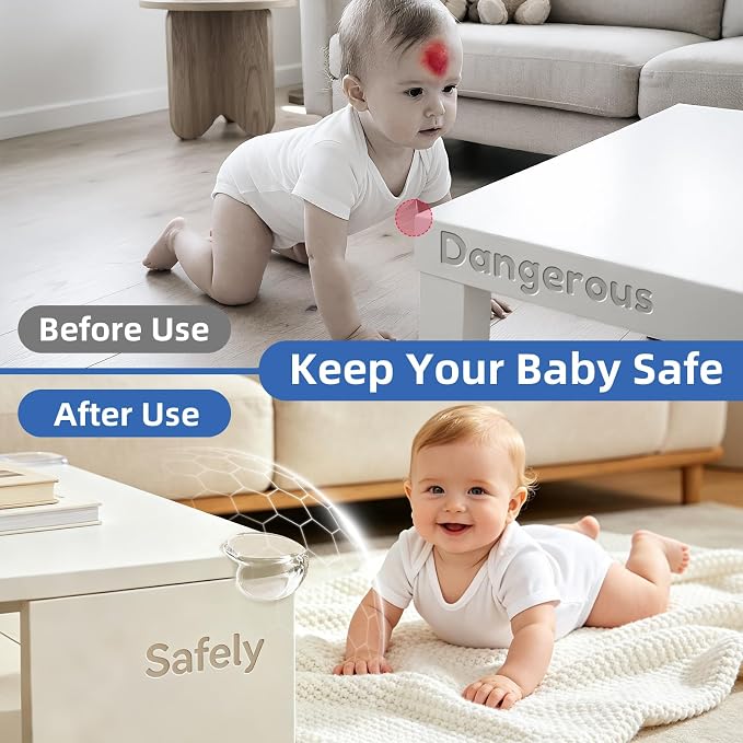 48 Pack Corner Protector for Baby, Clear Table Corner Protectors, Super Strong Adhesive, Baby Proof Corners and Edges, Corner Protectors for Furniture & Sharp Edges