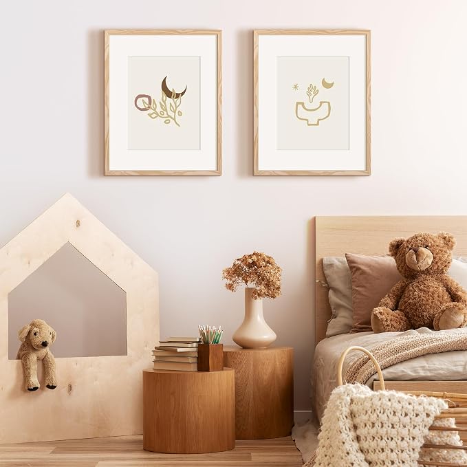 upsimples 16x20 Picture Frame, Display Pictures 11x14 with Mat or 16 x 20 Without, Wall Hanging Poster Frame, Natural Style, 1 Pack