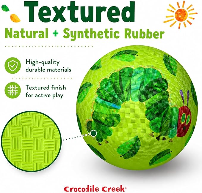Crocodile Creek Playground Ball - Durable Rubber Ball for Kids Ages 3 and Up - Bouncy Inflatable Ball for Kickball, Indoor Games, and Outdoor Sports - PVC-Free