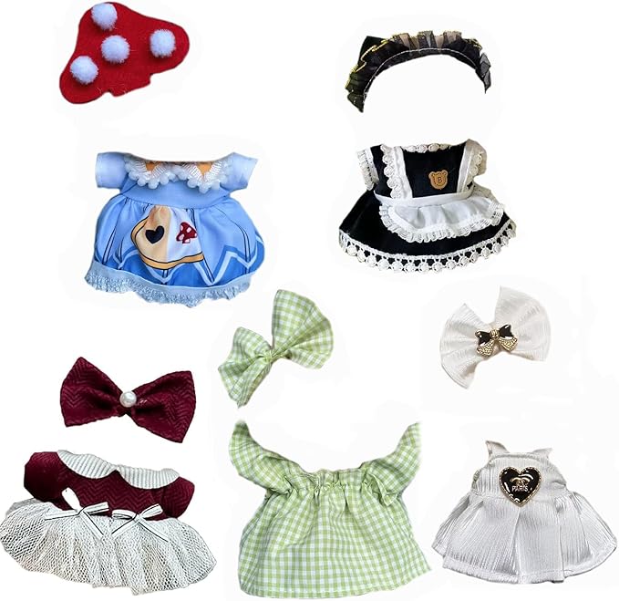 Clothes Set for 17cm Doll, 5 Pack Clothes & Outfit Pack for 17cm Dolls, Dolls Accessories for Collectors, No Doll Included (Set 4)