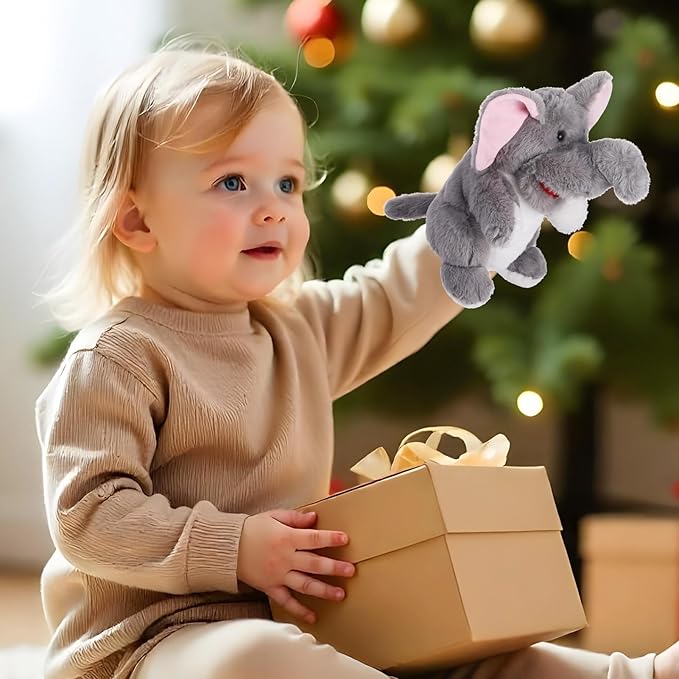 Animal Hand Puppets 11 Inch Sea Turtle Plush Dinosaur Animals Hand Puppet Toys Role-Play Toy Puppets for Kids Storytelling Imaginative Pretend Play Teaching Preschool(Elephant)
