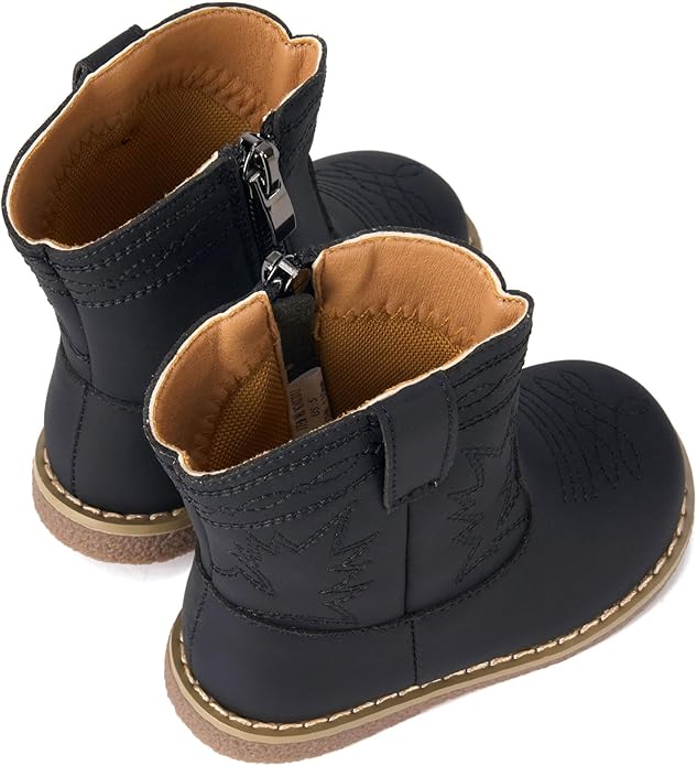 Newsonet Baby Cowboy Cowgirl Boots Infant Western Boots Toddler Boys Girls Round Toe Riding Mid Calf Boots All Seasons for 6 9 12 18 24 Months