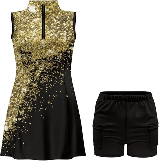 Golf Dress Tennis Dresses for Women with Built in Shorts and Pockets Sleeveless Athletic Dress Workout Dress