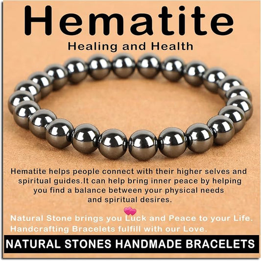 AD Beads Handmade Gemstone Stretch Elastic Bracelet Crystal Healing Reiki Nature's Beauty and Spiritual Essence Unisex