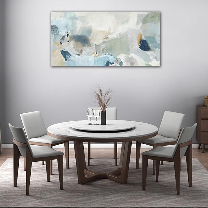 Abstract Canvas Wall Art Contemporary Teal Abstract Pictures Painting Modern Bluish Green Canvas Prints Turquoise Artwork Wall Decor for Living Room Bedroom Home Office Wall Decoration 24x48in