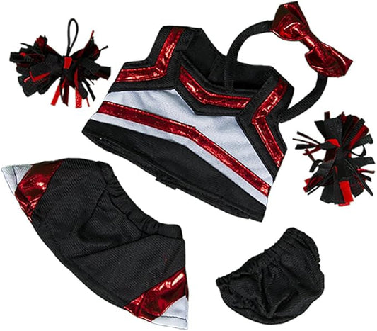 Metallic Red & Black Cheerleader Outfit Fits Most 8"-10" Stuffed Animals