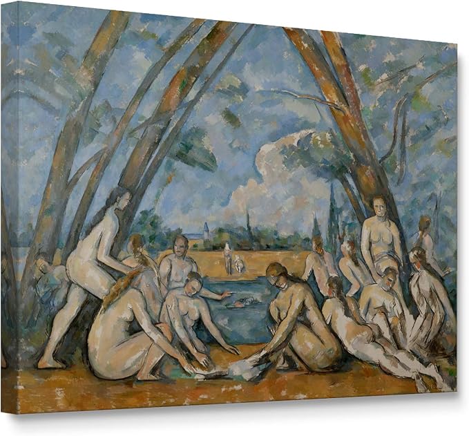 Niwo ART - The Large Bathers, World's Most Famous Paintings Series, Canvas Wall Art Home Decor, Gallery Wrapped, Stretched, Framed Ready to Hang (16"x12"x3/4")