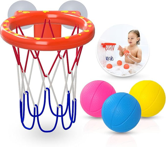 Bath Toys - Bathtub Basketball Hoop for Toddler Kids - Mold-Free Bath Toys with Strong Suction Cups and 3 Colorful No-Hole Balls - Fun Shower and Bathtub Toy for Toddlers