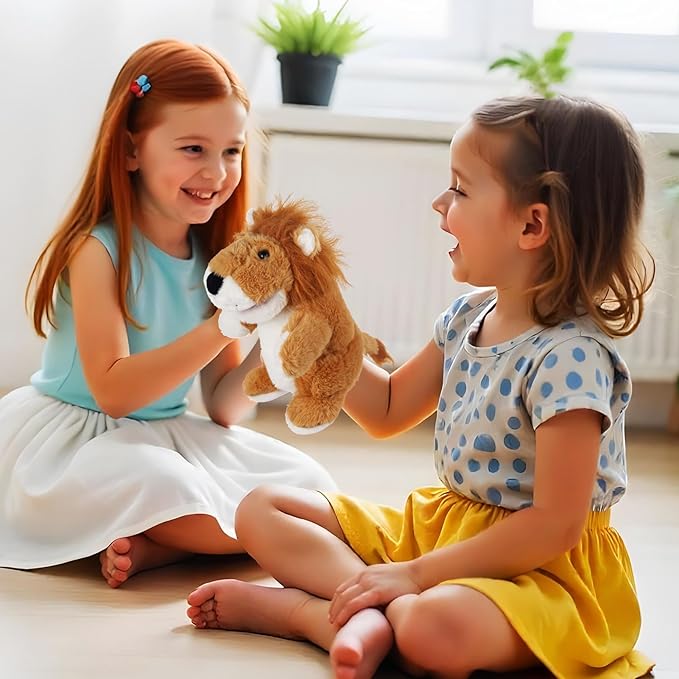 Animal Hand Puppets 11 Inch Safari Plush Farm Animal Woodland Animals Hand Puppet Toys Role-Play Toy Puppets for Kids Storytelling Imaginative Pretend Play Teaching Preschool(Lion)