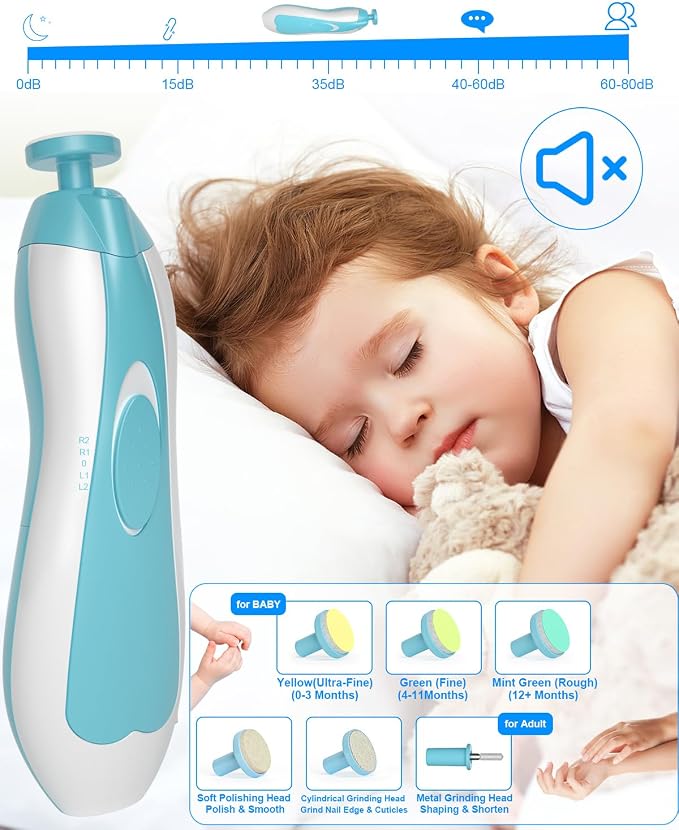 Baby Healthcare and Grooming Kit, 24 in 1 Baby Electric Nail Trimmer Set Newborn Nursery Health Care Set for Newborn Infant Toddlers Baby Boys Girls Kids Haircut Tools (0-3 Years+) (Blue)