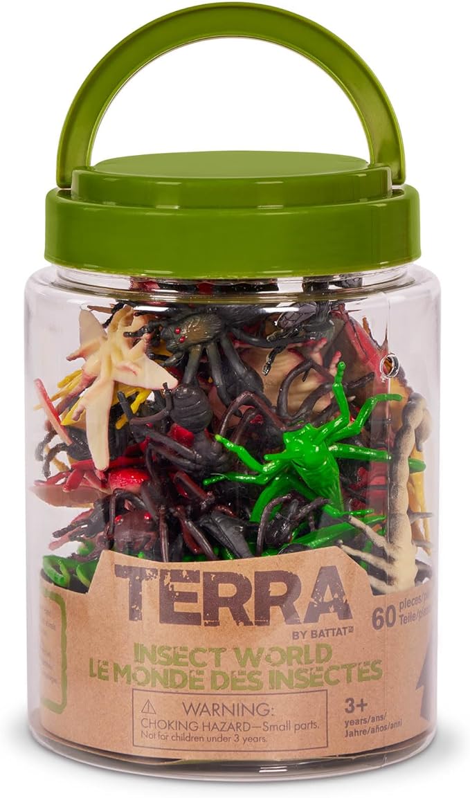 Terra by Battat – 60pcs Insects & Bugs Toy Tube – Mini Plastic Creepy Crawly Animal Figurines for Kids – Realistic Ants, Scorpions, Beetles, Dragonflies – Educational Playset for Toddlers Ages 3+