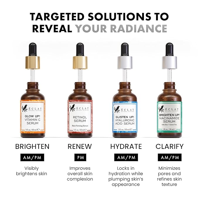 Eclat Skincare Vitamin C Serum - Skin Care for Dark Spots, Vitamin C Serum for Face with Hyaluronic Acid, Ferulic Acid, & Vit E - Anti Aging and Skin Brightening Vit C Formula for Face Care 1 Fl Oz