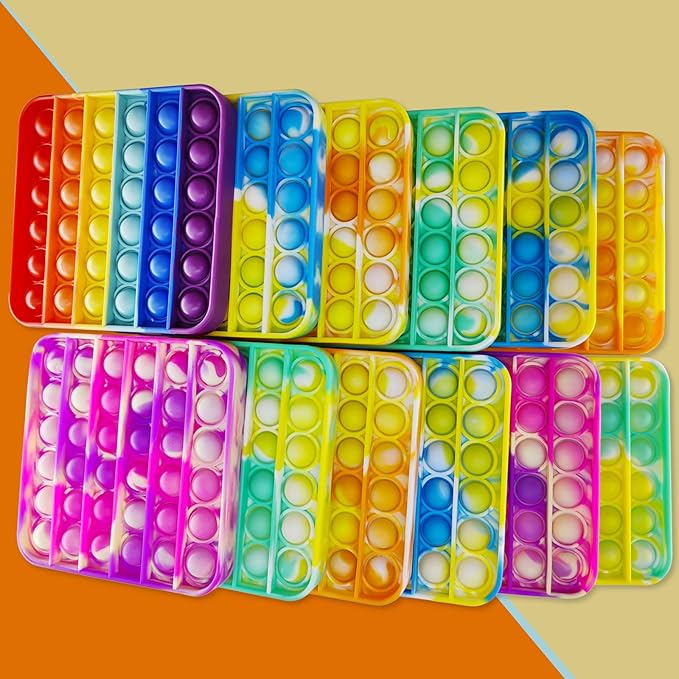 24 PCS Pop Fidget Sensory Toys for Party Favors, Stress Relief Pressure Relieving Toys for Kids, Birthday Gifts and Classroom Game Prize Supplies, Christmas Party Gift for Kid and Adults