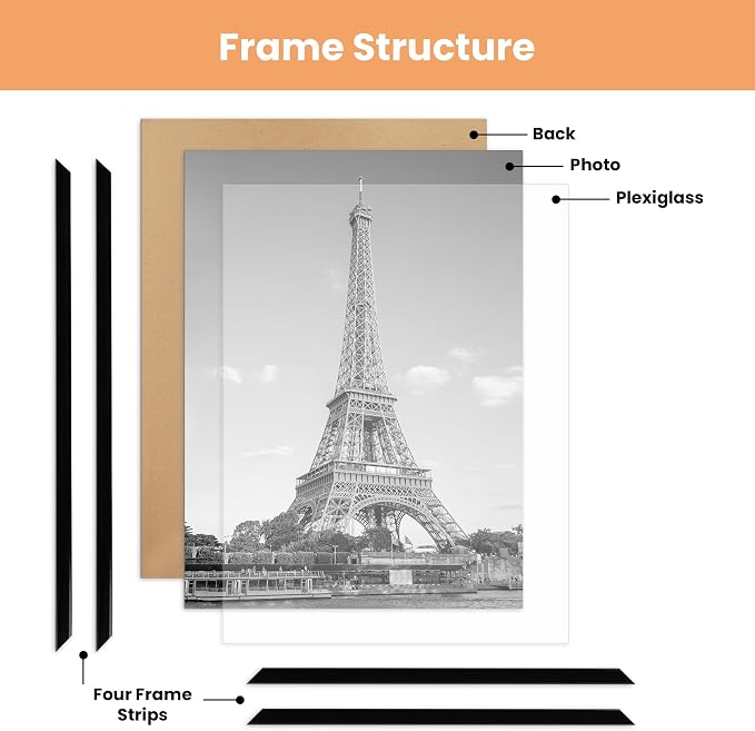 upsimples 18x24 Picture Frame Black 3 Pack, Scratch-Proof Poster Frames 18 x 24 for Photo Gallery - Slide-In Strips, Horizontal or Vertical Wall Mounting | Gallery Wall 18 x 24 Picture Frames Set for Family, Wedding, Christmas, Easy to Change Photos