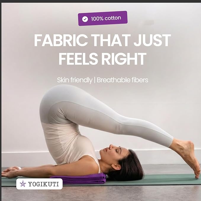 Yogikuti Iyengar Cotton Yoga Blanket Set of One – Thick Handwoven Yoga Blankets for Restorative Yoga, Meditation & Pranayama – Premium Cotton Yoga Blanket for Support & Comfort in Pranayama (Purple)