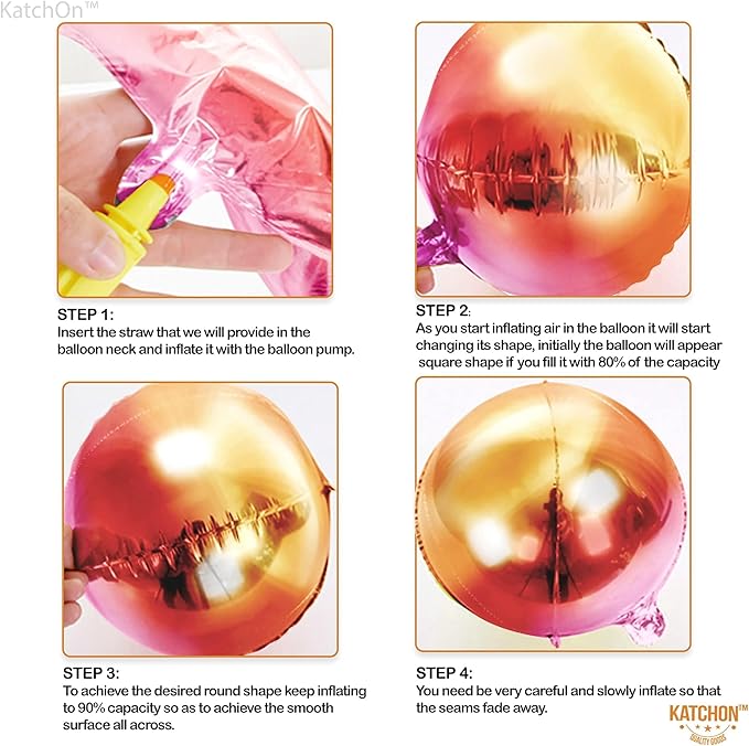 KatchOn, Orange Balloons - Big, 22 Inch, Pack of 6 | 4D Foil Metallic Balloon for Birthday Decorations, Orange Party Decor | Baby Shower Decorations, Basketball Party Decorations, Wedding, Graduation