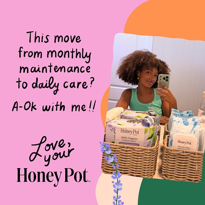 The Honey Pot Company - Feminine Wipes - Sensitive - Individually Wrapped - pH Balancing, Herbal Infused Plant-Based Feminine Care - Great for Travel & Period Kits - 15ct (Pack of 3)
