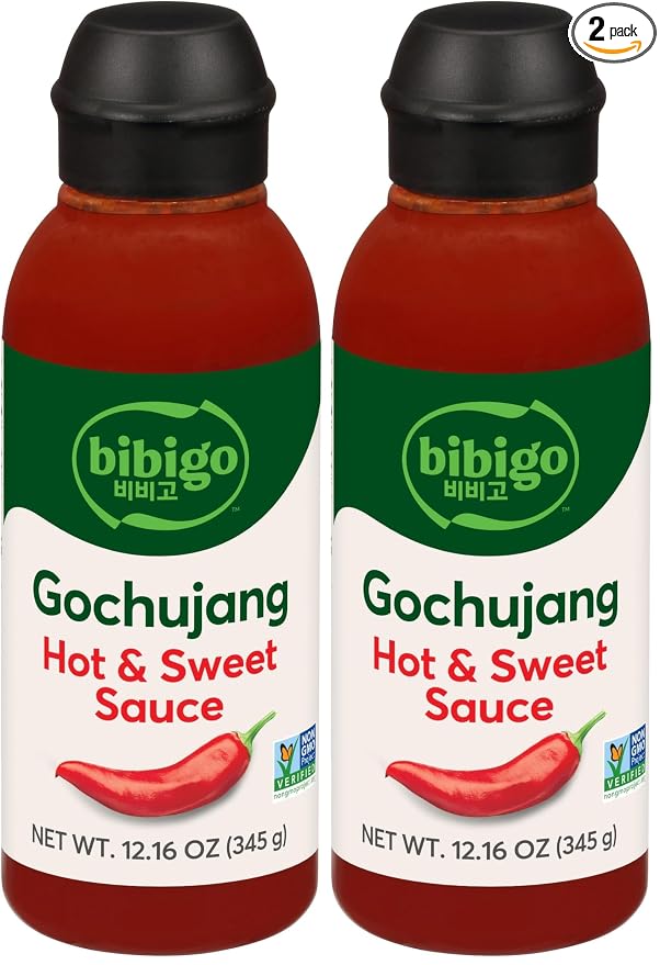 Bibigo Korean-Style Hot & Sweet Gochujang Sauce, 12.16 Ounce (Pack of 2)