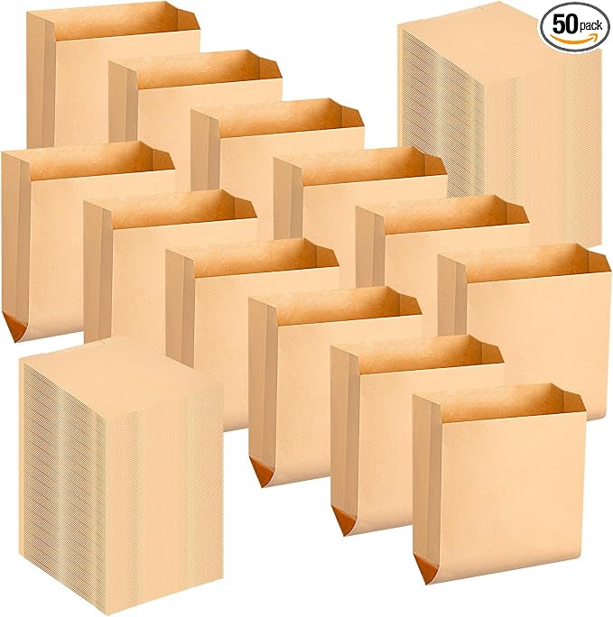 Waxed Kraft Feminine Hygiene Liner Bag, Business Restroom Bathroom Personal Dispensers 7.5 x 10" Waste Receptacle Paper Liners, Sanitary Napkin Disposal Bags, Kraft Bag (50 Pcs)