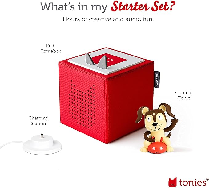 Toniebox 1 Audio Player Starter Set with Playtime Puppy - Listen, Learn, and Play with One Huggable Little Box - Red