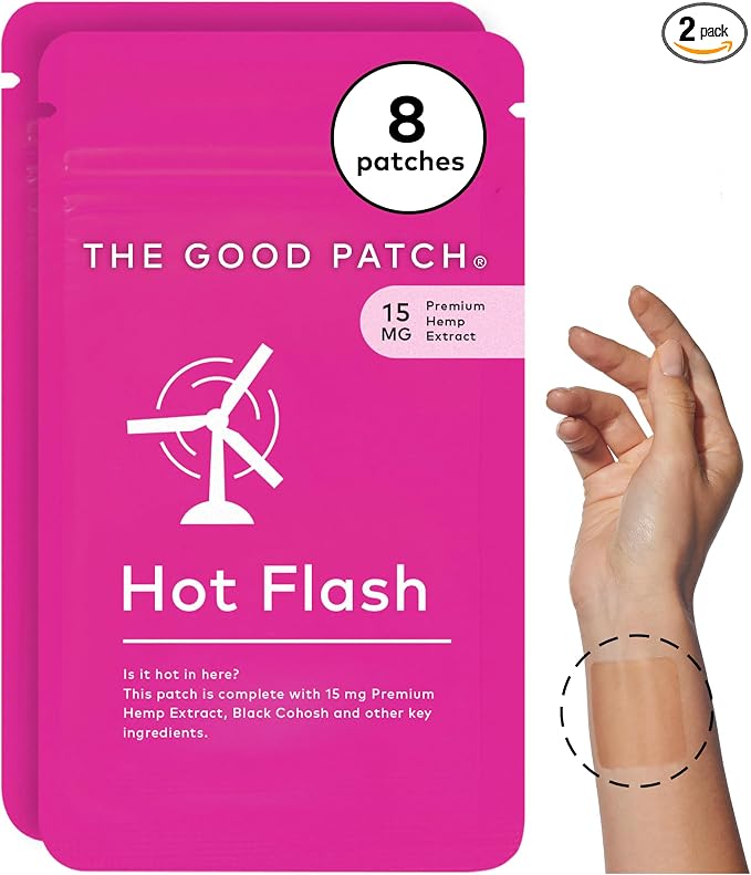 The Good Patch Hot Flash Hemp Cooling Patches (8 Total Patches) | Hemp Extract, Black Cohosh and Black Pepper Patches for Cooling Comfort, Midlife Wellness, Daily Wear and Daytime Support