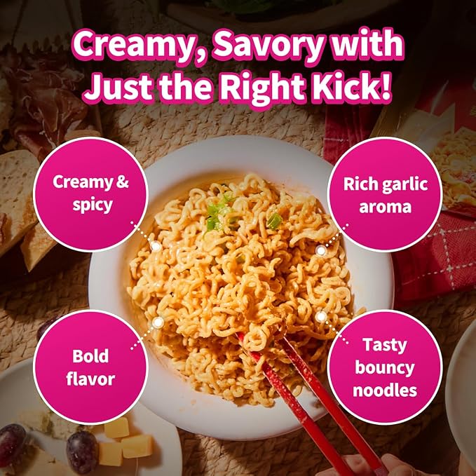 Nongshim Shin Ramyun Toomba Noodles, Creamy Korean Mac and Cheese Style Noodles, Gentle Kick of Spice, Korean Stir Fry Style Instant Noodles, 4.83 oz (Pack of 4), Packaging May Vary.