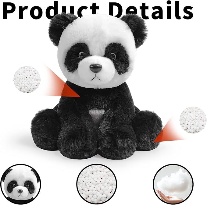 Panda Stuffed Animal Toy, Soft Huggable Panda Plush Toys for Kids, Cute Stuffed Animal Gift for Boys Girls and Toy for 1-3 Toddlers -8.5 Inch