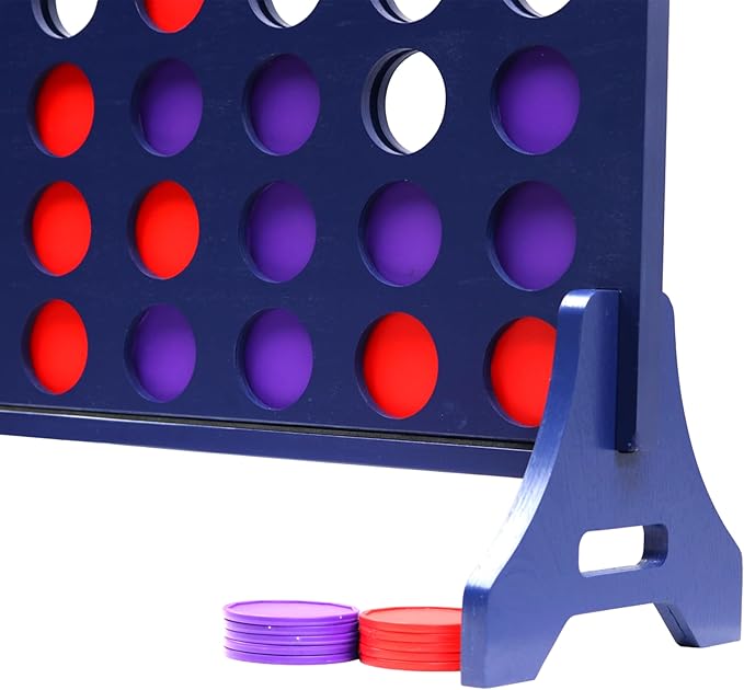 Tailgating Pros Premium Navy Giant Four in a Row with Carrying Case - Jumbo Oversized Outdoor Yard Game - Connect Multiple Pucks in a Row to Win - Many Puck Colors Available!