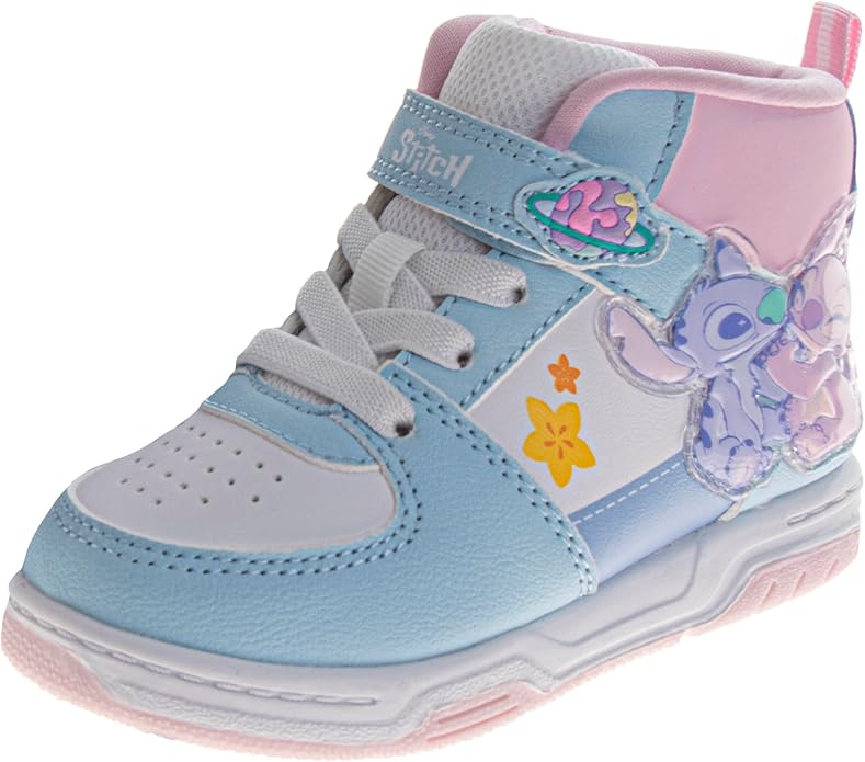 Josmo Girls High Top Sneakers Minnie Mouse Frozen Elsa Anna Paw Patrol Skye Lilo & Stitch Moana Character Shoes for Girls Size Toddler to Little Kid