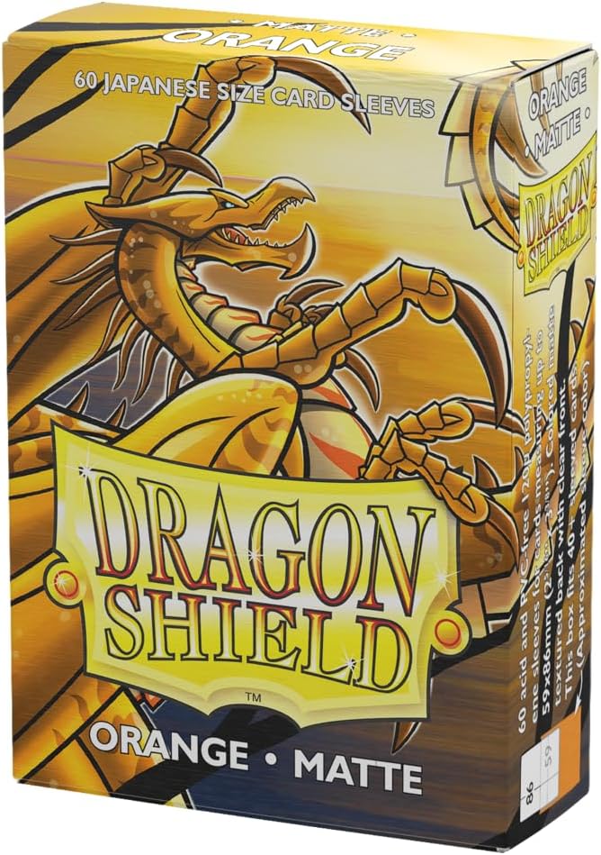 Dragon Shield | Japanese Size Card Matte Sleeves | 60 CT - Smooth & Tough Premium TCG Sleeves - Compatible with Yu-Gi-Oh, Naruto, Cardfight & Vanguard | Orange