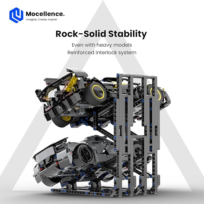 Display Stand for Lego Technic Cars (1:16 Scale Only), 2-Tier Stand for Lego Car 42204 42205 42173 42161 42138 and More, Display Building Set for Boys, Girls, Adults, Ages 6+