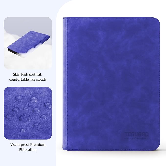 Trading Card Binder, 9 Side Loading Pocket Card Album Hold Up to 540 Cards, Zipper Binder for Cards Collection, TCG Card Holder for Game Card, Sports Card, Yugioh, MTG etc. (Blue)