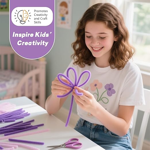 Pipe Cleaners Craft 300PCS 3 Colors Purple Pipe Cleaners Bulk 30CM Limpia Pipas para Manualidades Fuzzy Wire Chenille Stems for Arts Crafts and Creative DIY Projects Decorations