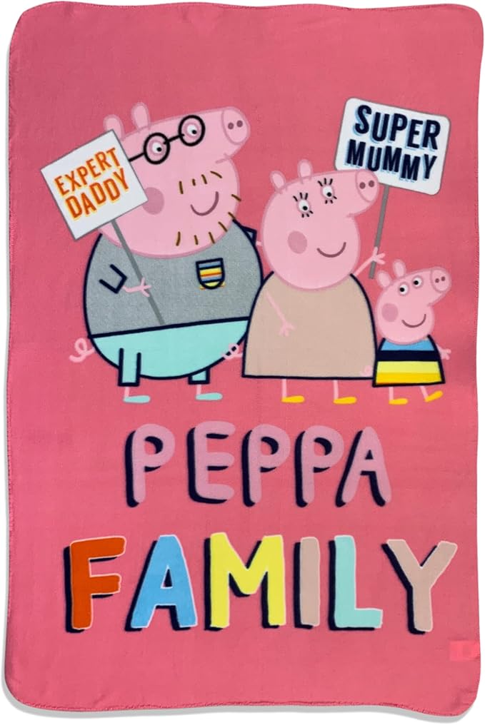 Girls Pink Fleece Soft and Cozy Throw Blanket (40" x 60) (Peppa Family)