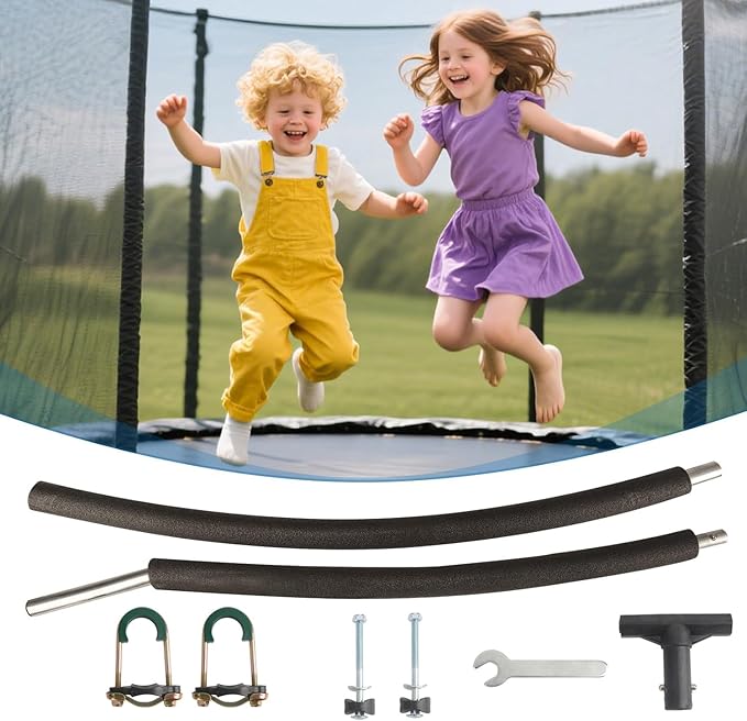 Trampoline Poles Replacement 1PCS, Trampoline Accessories Universal Replacement Parts, to Fit 8-14FT, Includes Foam Sleeve and Hardware with 2 Fixing Methods