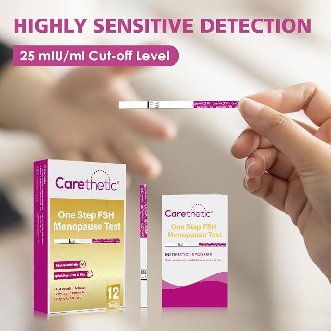 [12 Pack] Carethetic FSH Menopause Test Strips - Rapid At-Home Menopause Stage Test Kit, High-Sensitivity FSH Detection