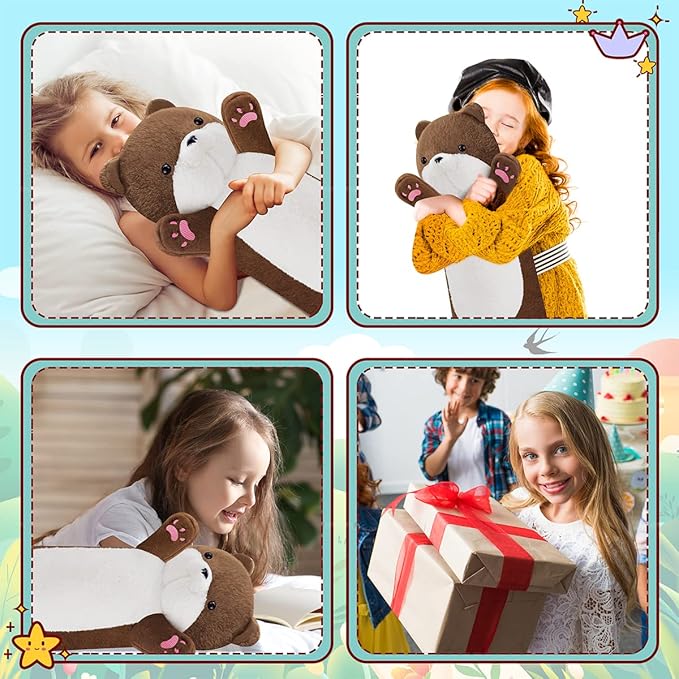 Long Otter Plush Pillow Cute Weighted Stuffed Animal Otter Giant Stuffed Otter Animal Big Sea Otter Stuffed Animal Plushies Soft Otter Body Pillow Birthday Gifts for Kids Brown 25.2"