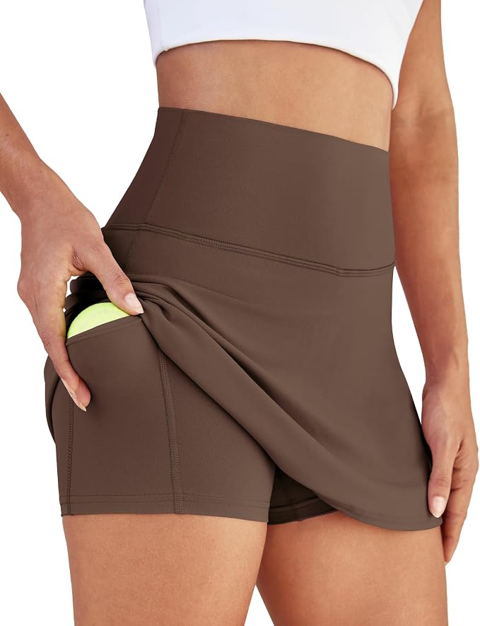 Womens Skort Tennis Skirt with Pocket Shorts | Mini Golf Skirts, High Waisted, Built-in Shorts, Soft Comfortable Fabric, for Summer Casual, Athletic Workout, Pickleball