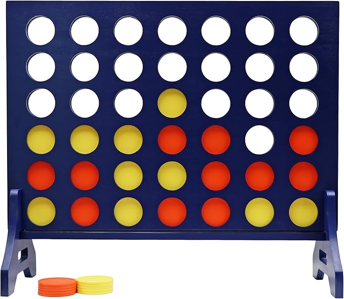 Tailgating Pros Premium Navy Giant Four in a Row with Carrying Case - Jumbo Oversized Outdoor Yard Game - Connect Multiple Pucks in a Row to Win - Many Puck Colors Available!