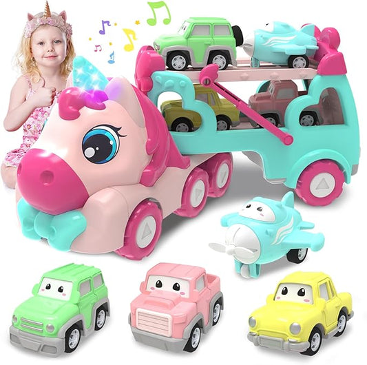 Girl Toddler Toys 3 4 5,Unicorn Toys Truck with Light & Sound, 3 4 5 6 7 8 Year Old Girl Gifts,Toy Cars for Toddlers Girls,Birthday Gifts for 3-12 Year Old Girls