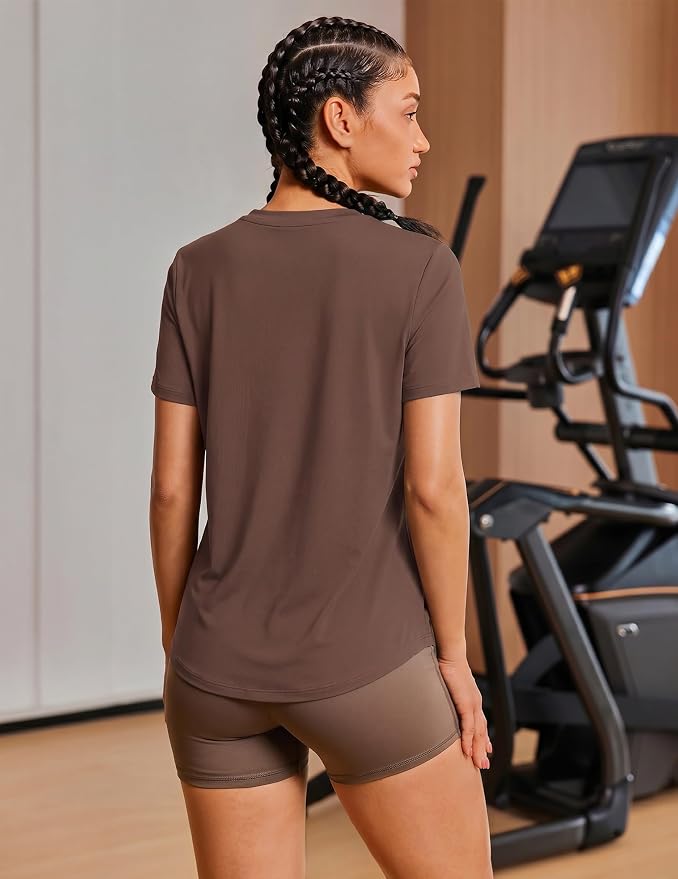 PINSPARK Soft Workout Tops for Women UPF 50+ Sun Protection Shirt Quick Dry Athletic Running Hiking Travel Basic Tee Shirts