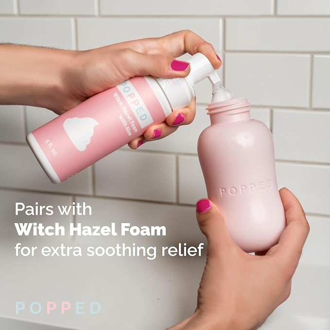 Popped Upside Down Peri Bottle for Postpartum Care, FSA HSA Eligible, 10 oz | Perineal Spray Bottle & Wash Bottle for Perineal Tears, Episiotomy & C-section Recovery, Angled Spout, Portable Bidet