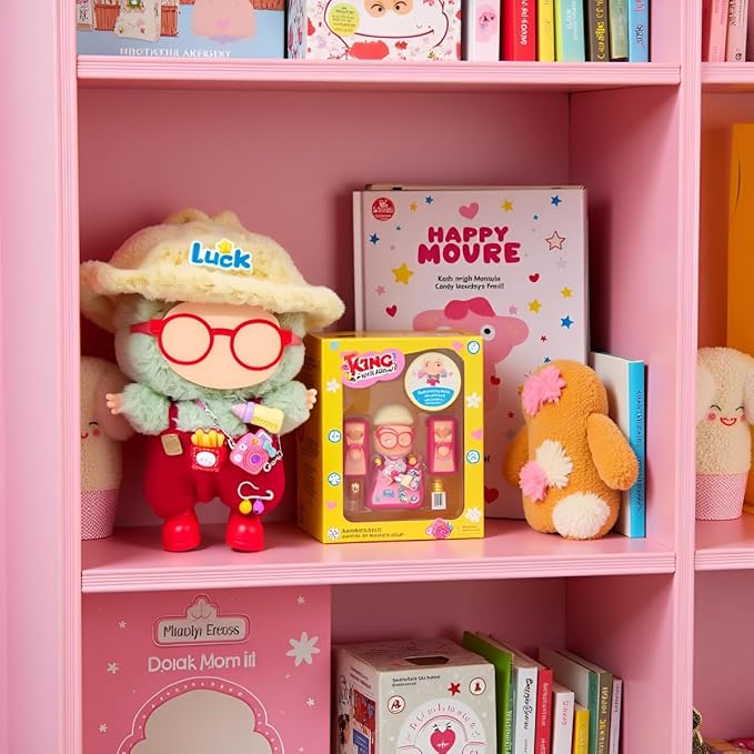 Doll Clothes Outfit and Accessories Suitable for 17cm Dolls, 5 Piece Set Romper Hat Camera Backpack Glasses Shoes (No Doll) Red